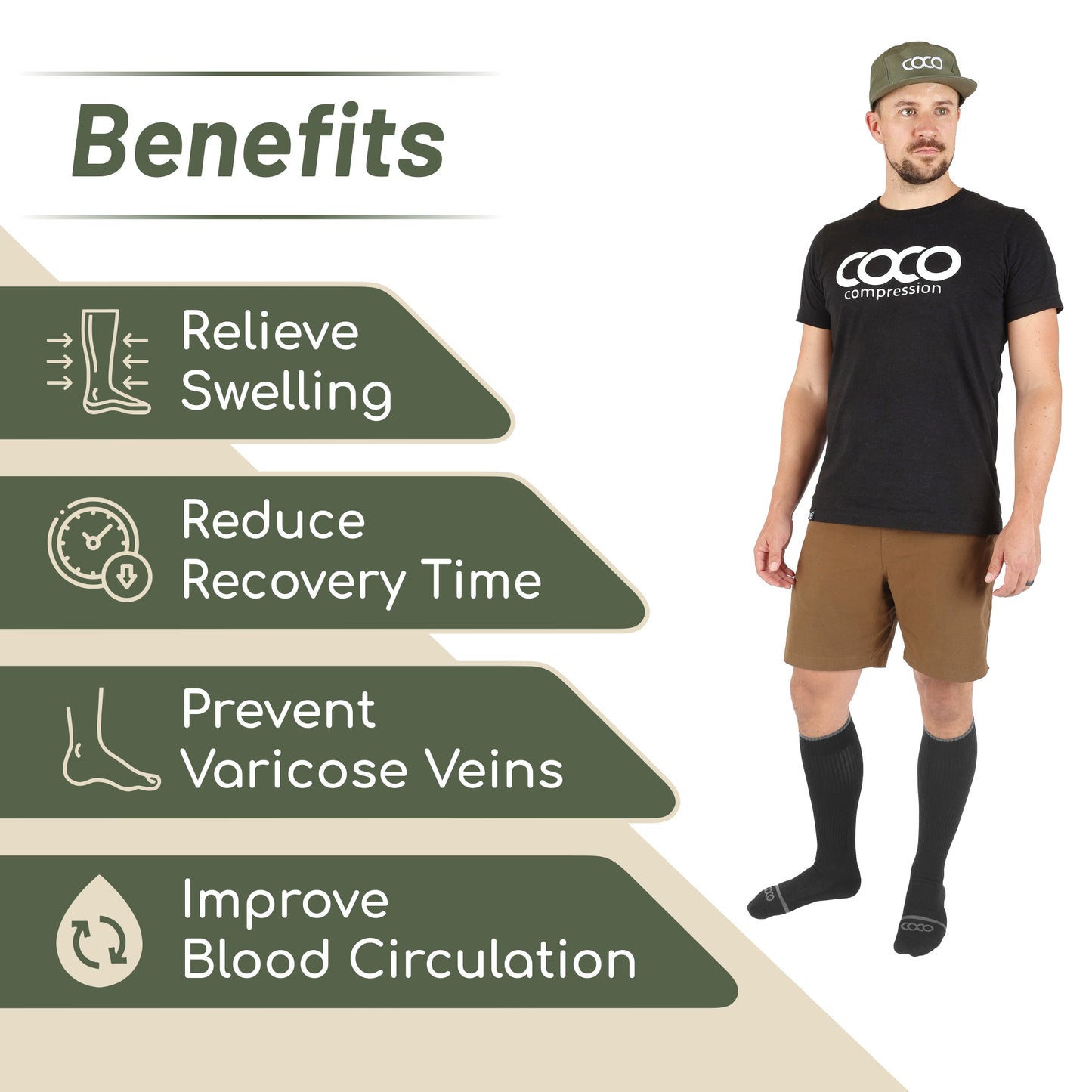 Black Knee High Compression Socks