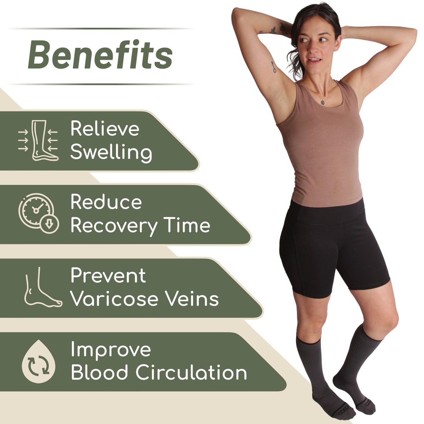 Granite Gray Knee High Compression Socks