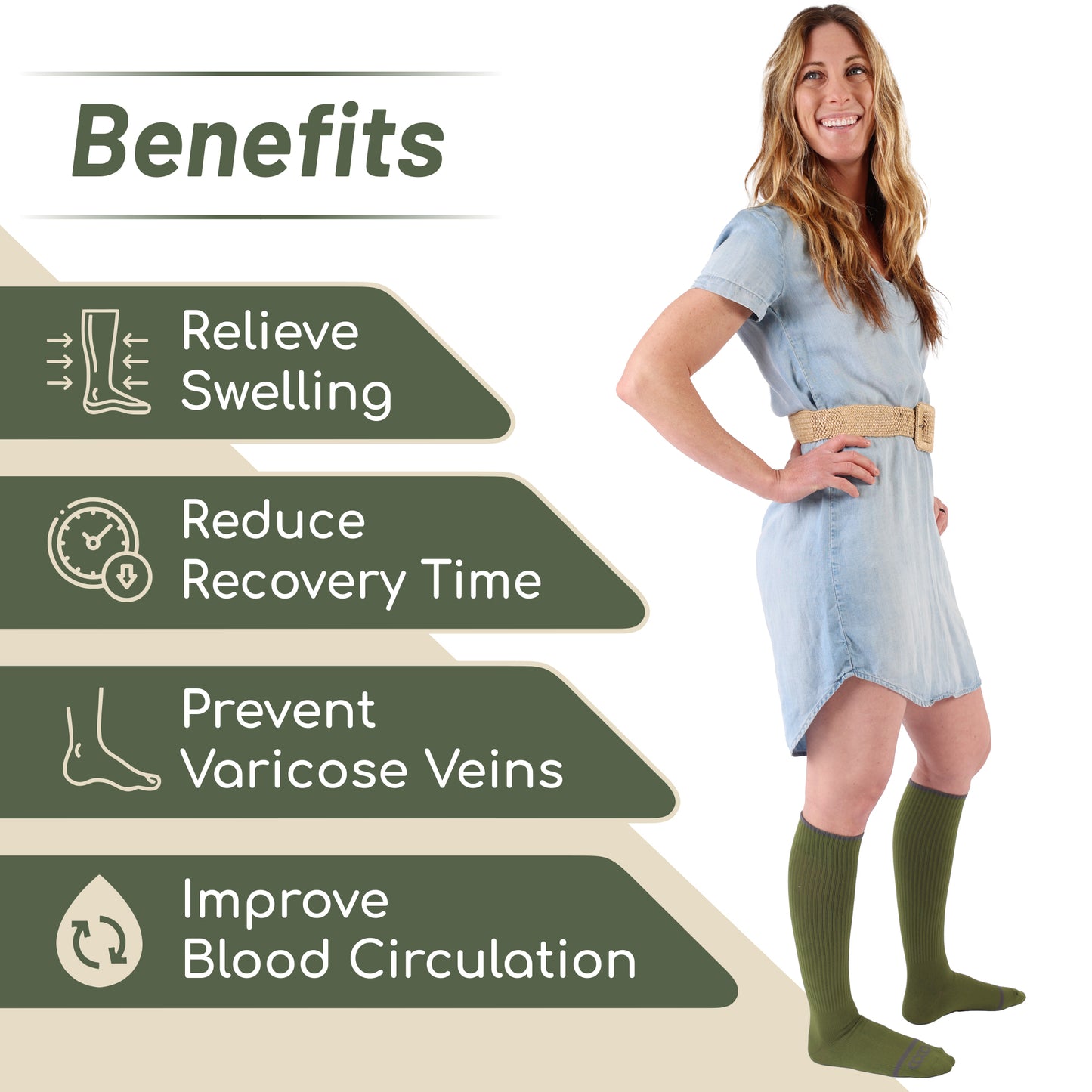 Forest Green Knee High Compression Socks